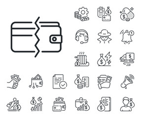 Payment methods sign. Cash money, loan and mortgage outline icons. Credit card or cash line icon. Payment methods line sign. Credit card, crypto wallet icon. Inflation, job salary. Vector