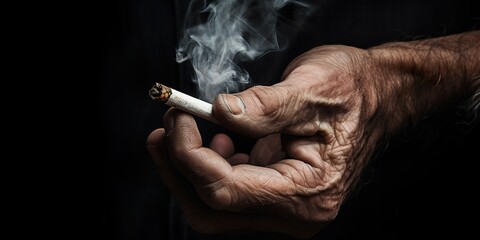 Portrait of a determined individual breaking a cigarette in half, signifying the decision to quit smoking