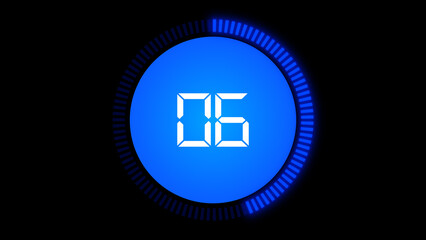 Obraz premium Digital Countdown Timer count, Number Six