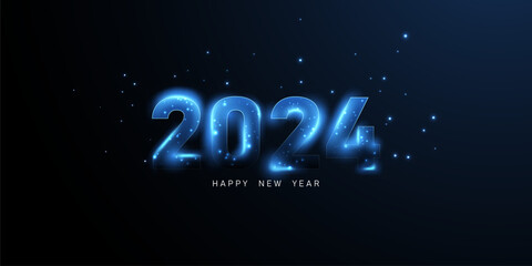 Happy New Year 2024 with beautiful typography design template. New Year 2024 celebration ideas for banners, greeting cards and post templates.