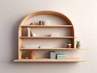 Fototapeta na wymiar Realistic colorful shelf with blank book vector illustration. wooden bookshelf mockup with gradient background.