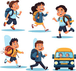 A set that captures the excitement of going back to school with buses, backpacks, and more