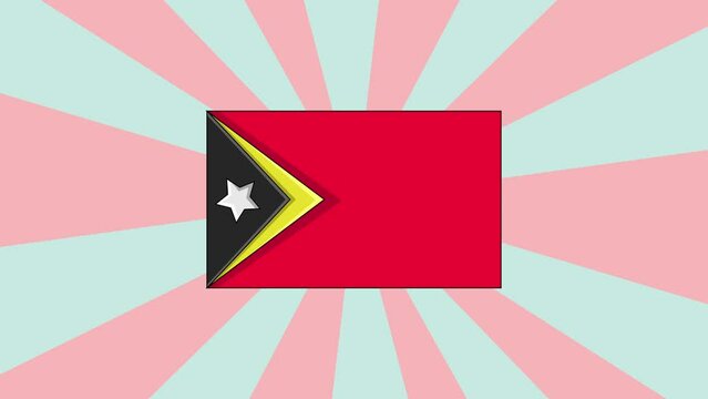 Animation of the flag icon timur leste with a rotating background