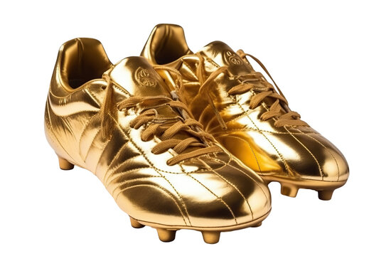 Pair of golden football boots, cut out
