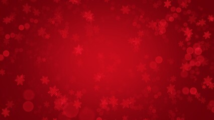 Abstract white Christmas  background snowflake and light bokeh on red background with copy space for text in Christmas Holiday   , wallpaper illustration 