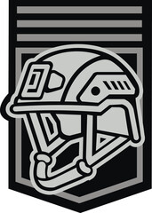 military sign with combat helmet , chevron
