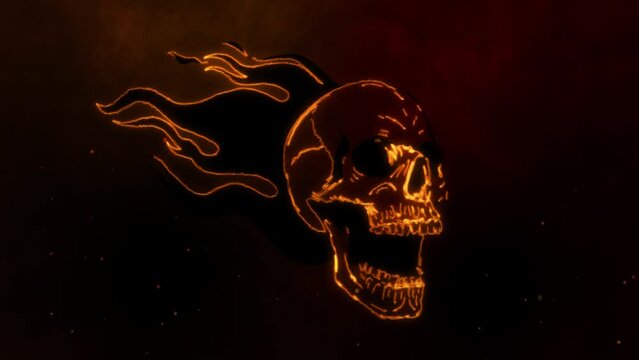animation of Skull on Fire with Flames