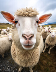 Sheep looking straight at the camera