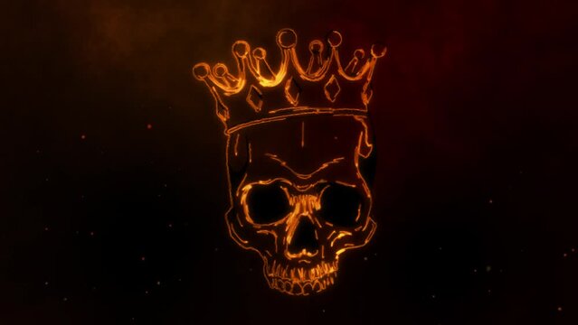 animation of king skull wearing crown.