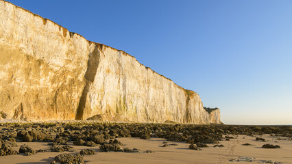 Coast and high cliffs near Ault on a sunny day in summer