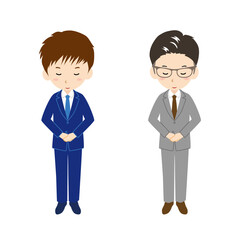 お辞儀をする若手とベテランサラリーマン