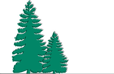 Christmas tree line drawing, sketch on a white background, vector