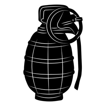 recommend clip art: hand grenade silhouette on white background