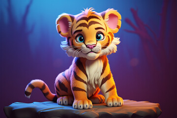 3D character of a cute tiger in children's style