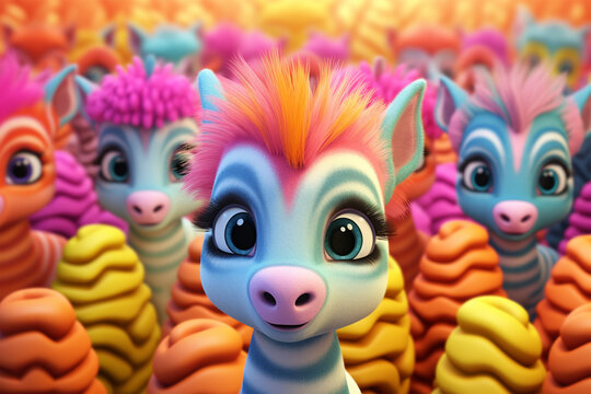 3d character of a cute zebra in children's style