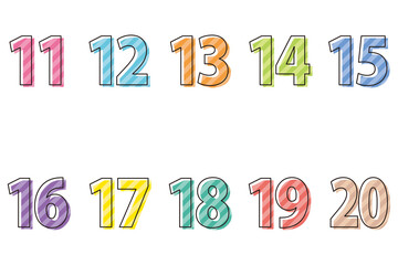 カラフルな数字　アイコン　ナンバー　セット