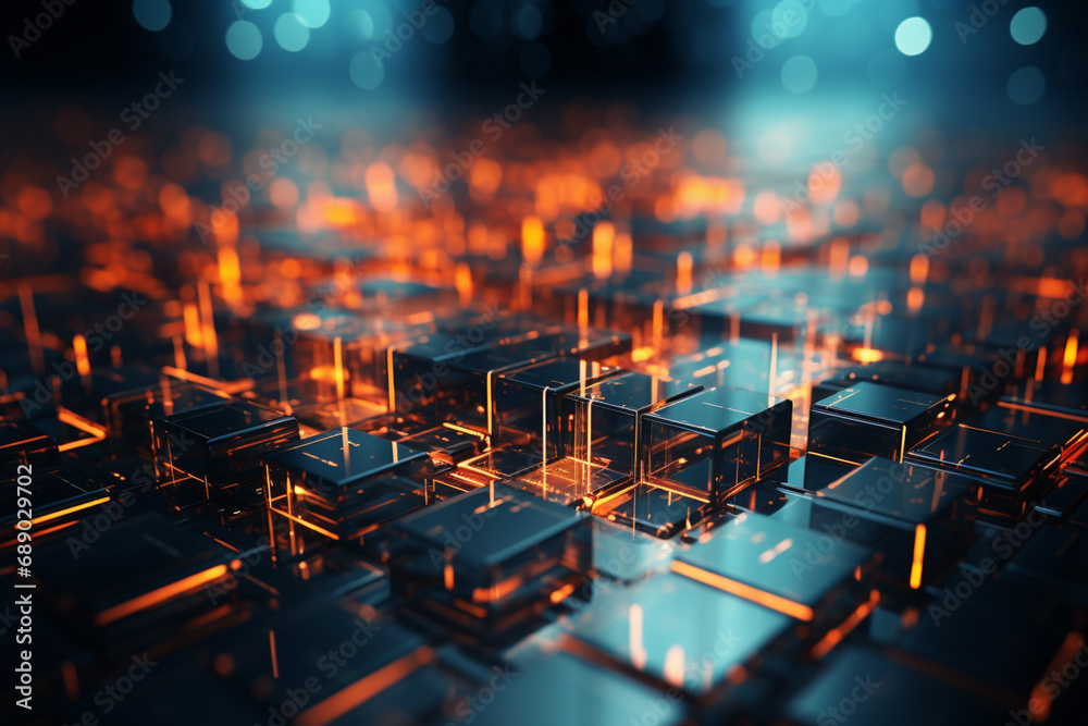 Poster An abstract matrix symbolizing the integration of technology and healthcare in the era of digital medicine.
