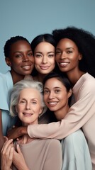 Obraz premium Skincare campaign group portrait with mature attractive women. Ethnical diversity