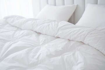Fototapeta na wymiar Bed with white linen