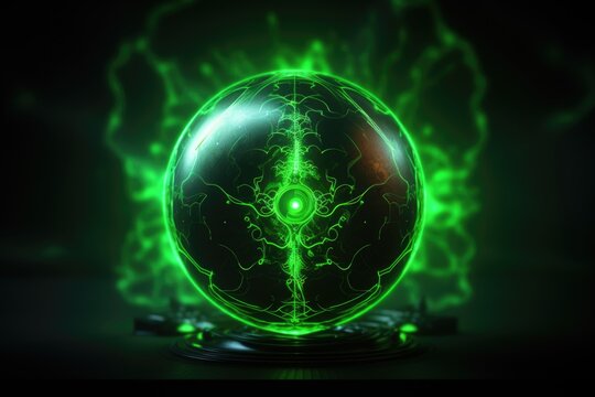 A green fireball of energy. Alchemical fantasy