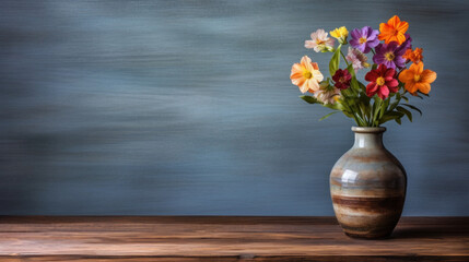Fototapeta na wymiar Ceramic vase with beautiful flowers