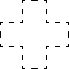 Dash line shapes. Dashed outline design of border for basic geometric shapes. Icon of cut frame. Vector illustration