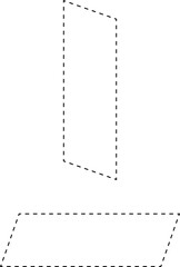 Dash line shapes. Dashed outline design of border for basic geometric shapes. Icon of cut frame. Vector illustration