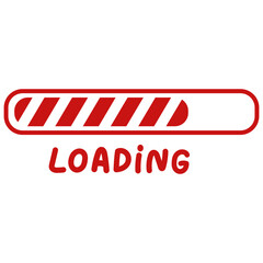 red and white loading status with hand drawn font - obrazy, fototapety, plakaty