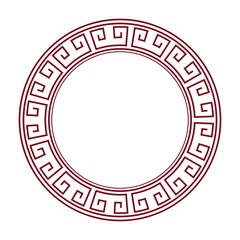 Collection of decorative round frames for design with floral Chinese ornament and meander. Circle frame. Template for cards, invitations, books, for textiles, engraving, wooden furniture, forging, etc