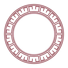 Collection of decorative round frames for design with floral Chinese ornament and meander. Circle frame. Template for cards, invitations, books, for textiles, engraving, wooden furniture, forging, etc