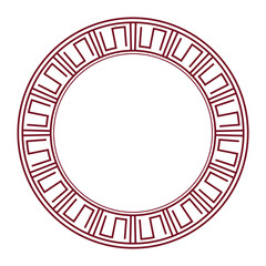 Collection of decorative round frames for design with floral Chinese ornament and meander. Circle frame. Template for cards, invitations, books, for textiles, engraving, wooden furniture, forging, etc