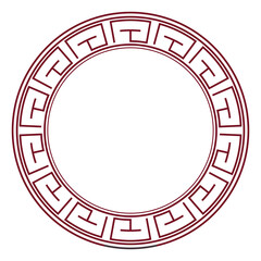 Collection of decorative round frames for design with floral Chinese ornament and meander. Circle frame. Template for cards, invitations, books, for textiles, engraving, wooden furniture, forging, etc