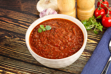 Spanish traditional gazpacho tomato soup