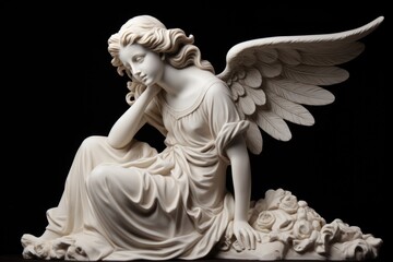 Fototapeta na wymiar White plaster figure of an angel