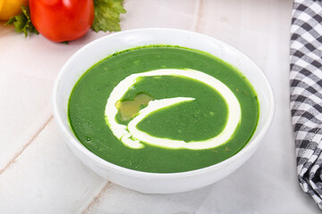 Vegetarian cuisine spinach cream soup