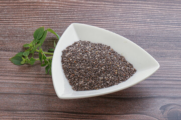 Dietary chia seeds in the bowl