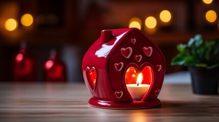 burning candles for Diwali function in room generated by AI tool 