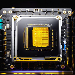 Advanced Microchip Technology on a Futuristic Circuit Board