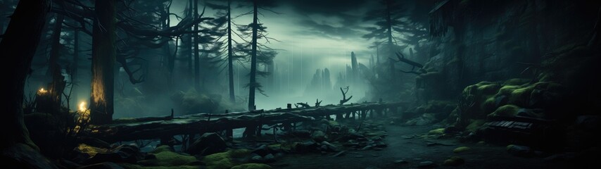Haunted Forest Style Backgrounds capture the essence of dark, mysterious forest scenes—an artistic portrayal of the haunting allure concealed within the woods.