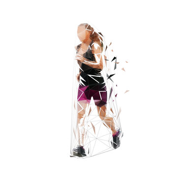 recommend clip art: Run, running woman, low poly isolated vector illustration, geometric drawing, front view