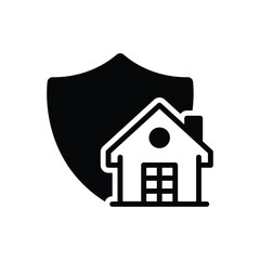 Black solid icon for home insurance