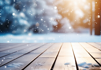 Naklejka na ściany i meble Beautiful winter scene with blurred background.