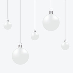 Clear Christmas balls isolated on white background. Vector Christmas background design.