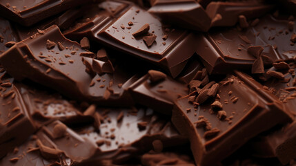 dark chocolate, broken into pieces, cocoa, close-up texture. Generative AI