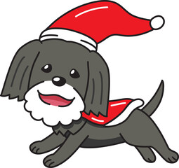 Cartoon cute dog with christmas costume for design.