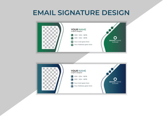 Corporate email signature Template vector illustration template modern Graphic design layout with round graphic elements.Email signature clean, company corporate. Email signature, email footer email