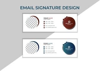 Corporate email signature Template vector illustration template modern Graphic design layout with round graphic elements.Email signature clean, company corporate. Email signature, email footer email