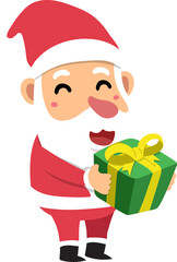 Cartoon christmas santa claus with gift for design.