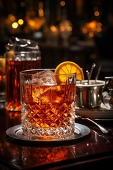 A beautifully crafted photo that captures the essence of the Negroni, ideal for use in historical or traditional culinary settings.