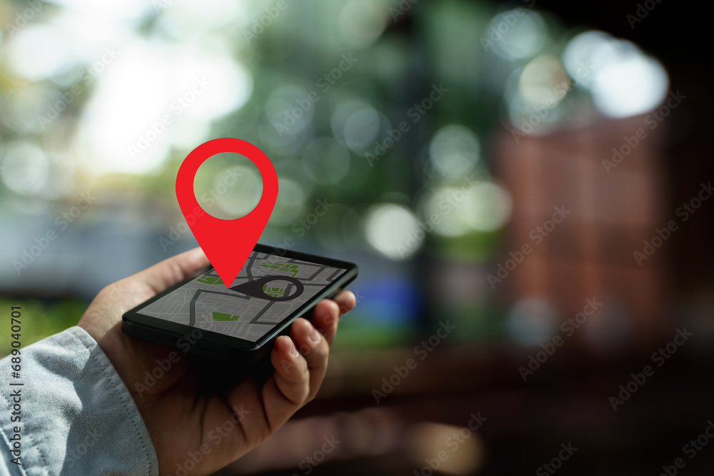 Poster gps map to route destination network connection location street map with gps icons navigation